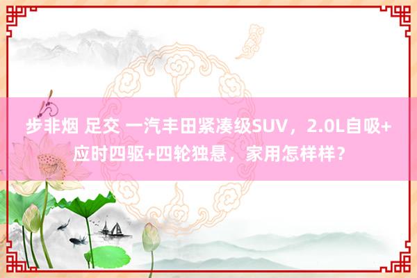 步非烟 足交 一汽丰田紧凑级SUV，2.0L自吸+应时四驱+四轮独悬，家用怎样样？