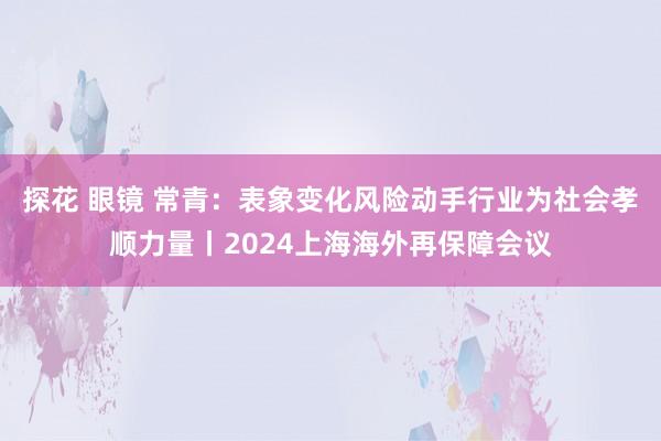 探花 眼镜 常青:表象变化风险动手行业为社会孝顺力量丨2024上海海外再保障会议
