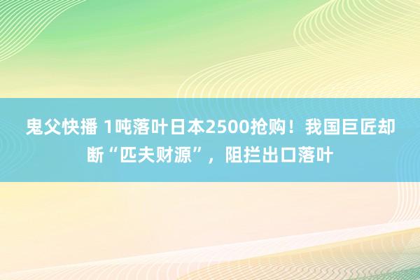 鬼父快播 1吨落叶日本2500抢购！我国巨匠却断“匹夫财源”，阻拦出口落叶
