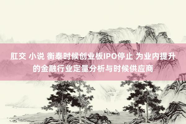肛交 小说 衡泰时候创业板IPO停止 为业内提升的金融行业定量分析与时候供应商