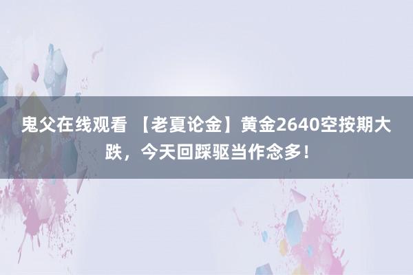 鬼父在线观看 【老夏论金】黄金2640空按期大跌，今天回踩驱当作念多！