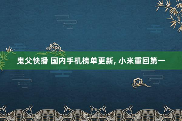 鬼父快播 国内手机榜单更新， 小米重回第一