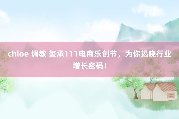 chloe 调教 玺承111电商乐创节，为你揭晓行业增长密码！