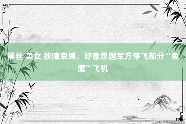 黑丝 美女 故障束缚，好意思国军方停飞部分“鱼鹰”飞机