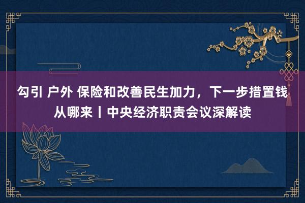 勾引 户外 保险和改善民生加力，下一步措置钱从哪来丨中央经济职责会议深解读