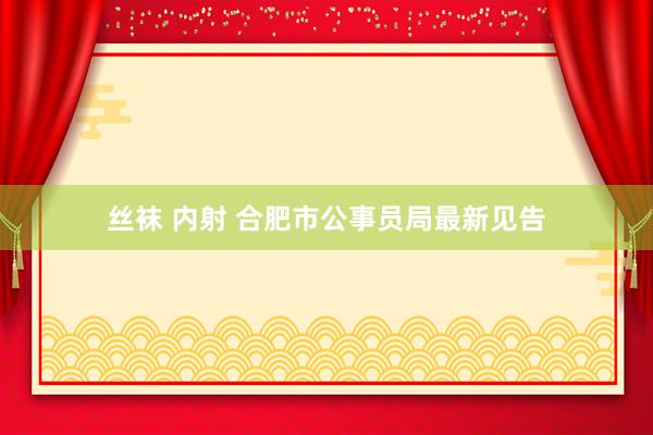 丝袜 内射 合肥市公事员局最新见告