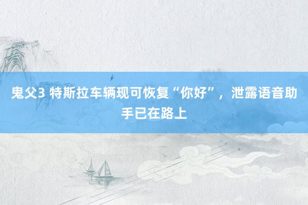 鬼父3 特斯拉车辆现可恢复“你好”，泄露语音助手已在路上