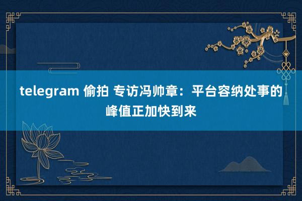 telegram 偷拍 专访冯帅章：平台容纳处事的峰值正加快到来