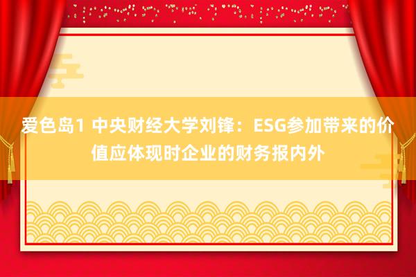 爱色岛1 中央财经大学刘锋：ESG参加带来的价值应体现时企业的财务报内外