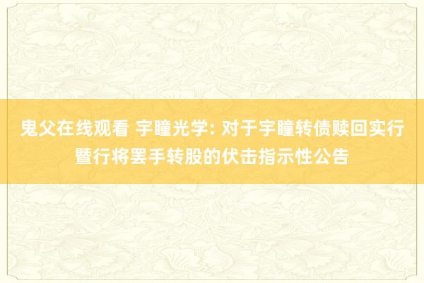 鬼父在线观看 宇瞳光学: 对于宇瞳转债赎回实行暨行将罢手转股的伏击指示性公告
