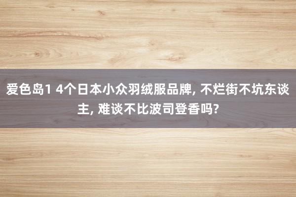 爱色岛1 4个日本小众羽绒服品牌， 不烂街不坑东谈主， 难谈不比波司登香吗?
