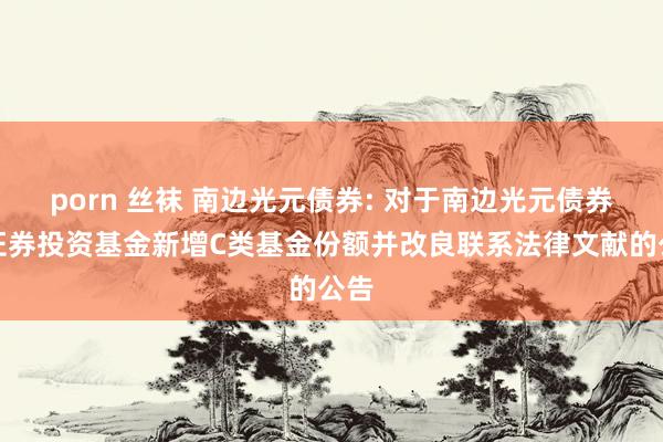 porn 丝袜 南边光元债券: 对于南边光元债券型证券投资基金新增C类基金份额并改良联系法律文献的公告