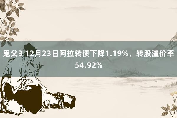 鬼父3 12月23日阿拉转债下降1.19%，转股溢价率54.92%