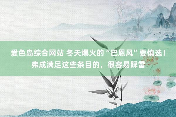 爱色岛综合网站 冬天爆火的“巴恩风”要慎选！弗成满足这些条目的，很容易踩雷