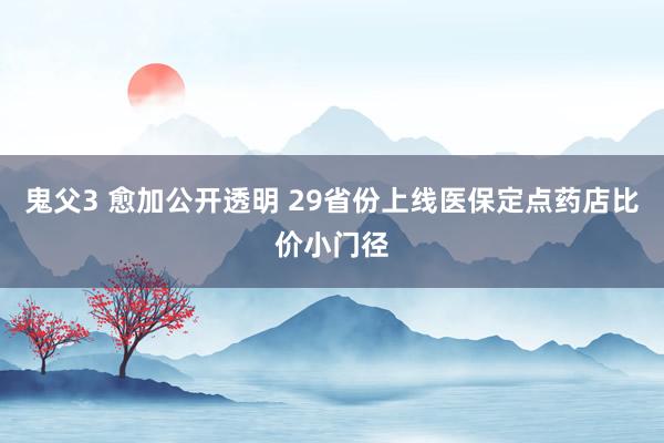 鬼父3 愈加公开透明 29省份上线医保定点药店比价小门径