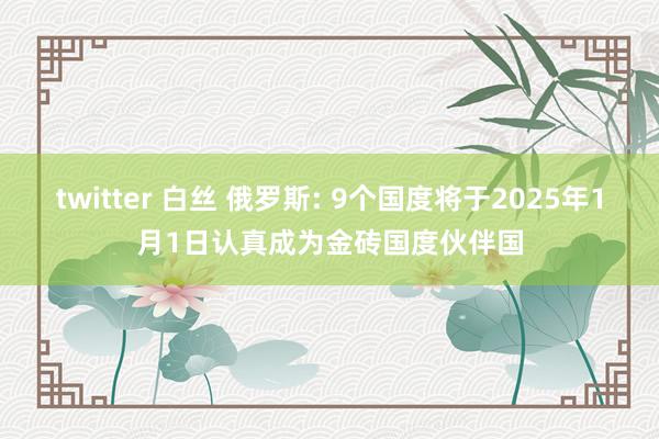 twitter 白丝 俄罗斯: 9个国度将于2025年1月1日认真成为金砖国度伙伴国
