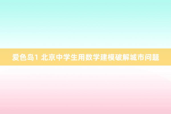 爱色岛1 北京中学生用数学建模破解城市问题
