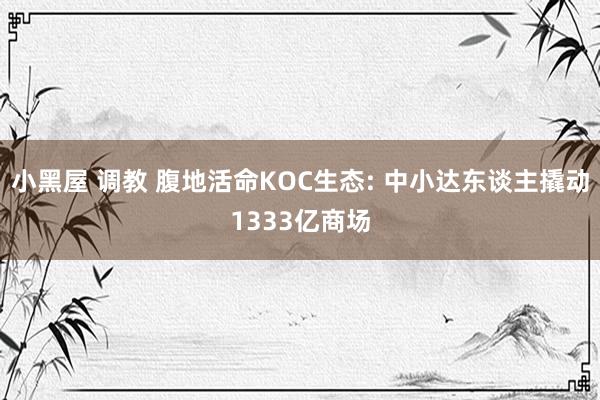 小黑屋 调教 腹地活命KOC生态: 中小达东谈主撬动1333亿商场