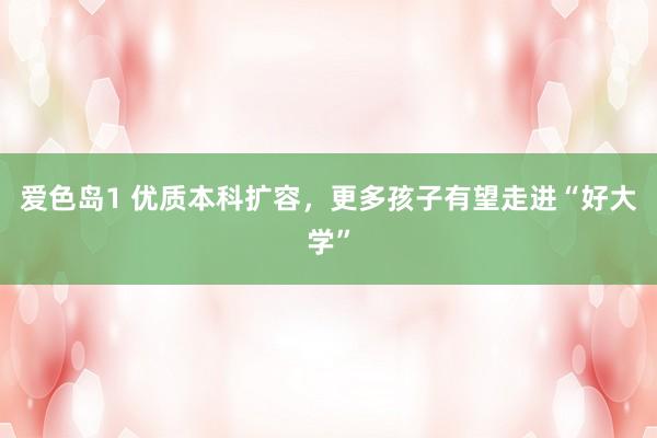 爱色岛1 优质本科扩容，更多孩子有望走进“好大学”
