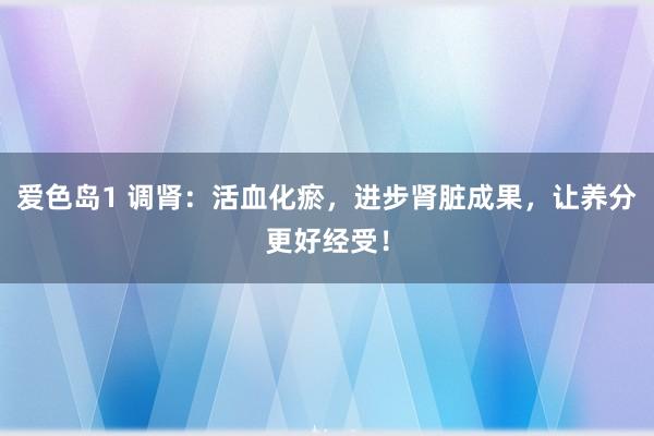 爱色岛1 调肾：活血化瘀，进步肾脏成果，让养分更好经受！