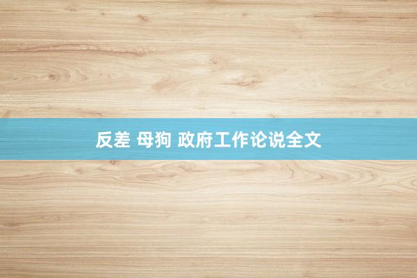 反差 母狗 政府工作论说全文