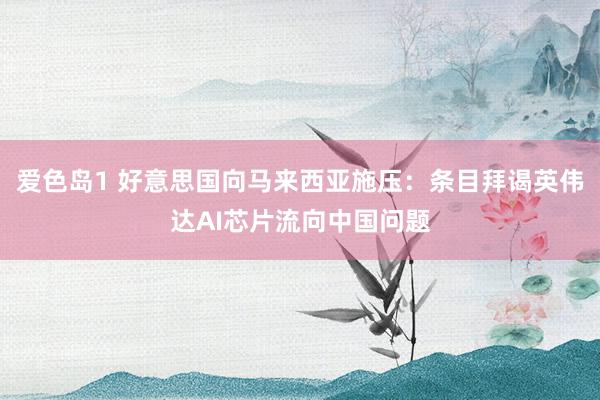 爱色岛1 好意思国向马来西亚施压：条目拜谒英伟达AI芯片流向中国问题