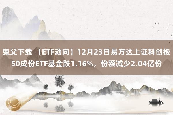 鬼父下载 【ETF动向】12月23日易方达上证科创板50成份ETF基金跌1.16%，份额减少2.04亿份