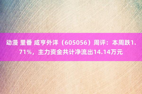 动漫 里番 咸亨外洋（605056）周评：本周跌1.71%，主力资金共计净流出14.14万元
