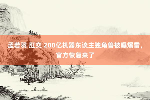孟若羽 肛交 200亿机器东谈主独角兽被曝爆雷，官方恢复来了