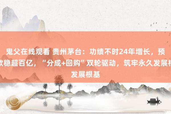 鬼父在线观看 贵州茅台：功绩不时24年增长，预收款稳超百亿，“分成+回购”双轮驱动，筑牢永久发展根基
