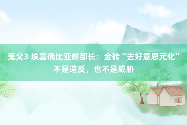 鬼父3 埃塞俄比亚前部长：金砖“去好意思元化”不是造反，也不是威胁