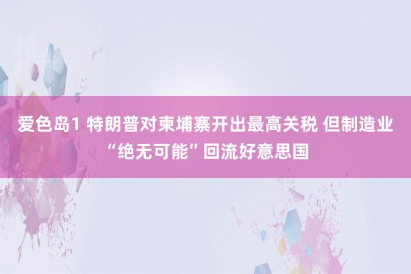 爱色岛1 特朗普对柬埔寨开出最高关税 但制造业“绝无可能”回流好意思国
