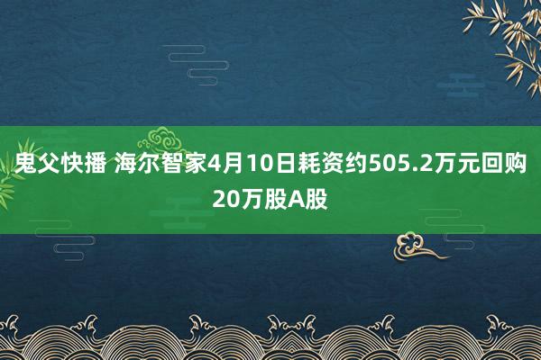 鬼父快播 海尔智家4月10日耗资约505.2万元回购20万股A股