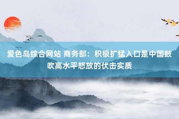 爱色岛综合网站 商务部：积极扩猛入口是中国鼓吹高水平怒放的伏击实质
