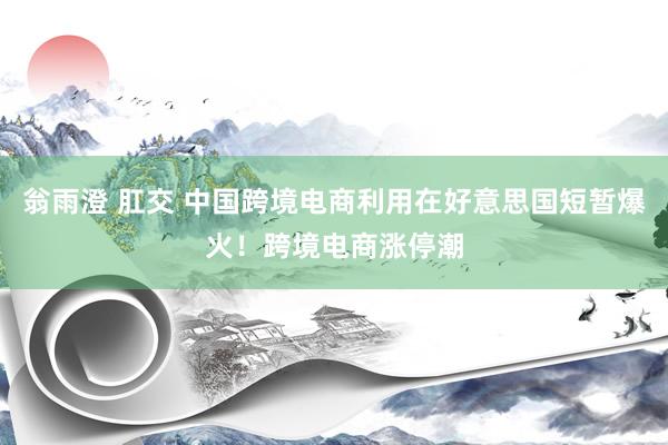 翁雨澄 肛交 中国跨境电商利用在好意思国短暂爆火！跨境电商涨停潮