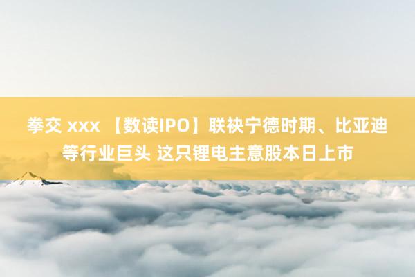拳交 xxx 【数读IPO】联袂宁德时期、比亚迪等行业巨头 这只锂电主意股本日上市