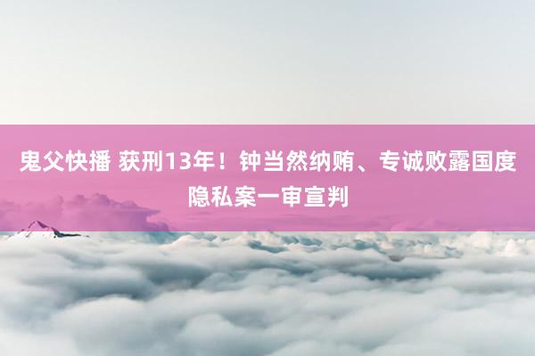 鬼父快播 获刑13年！钟当然纳贿、专诚败露国度隐私案一审宣判