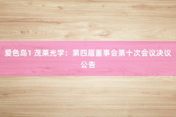 爱色岛1 茂莱光学：第四届董事会第十次会议决议公告