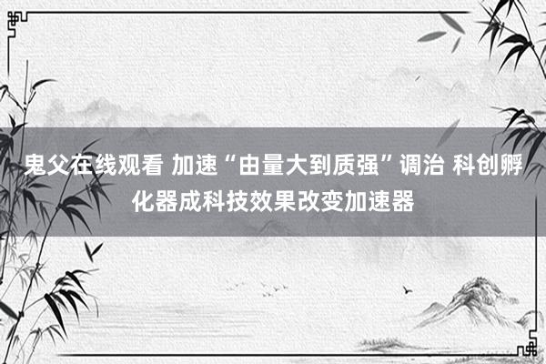 鬼父在线观看 加速“由量大到质强”调治 科创孵化器成科技效果改变加速器