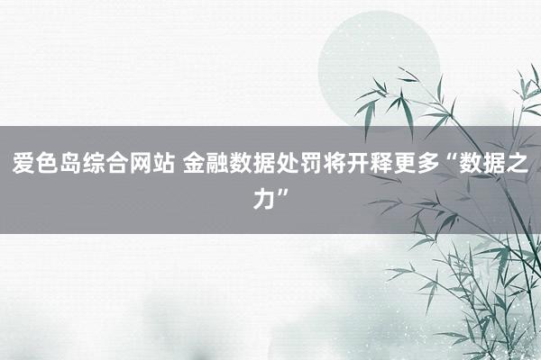 爱色岛综合网站 金融数据处罚将开释更多“数据之力”