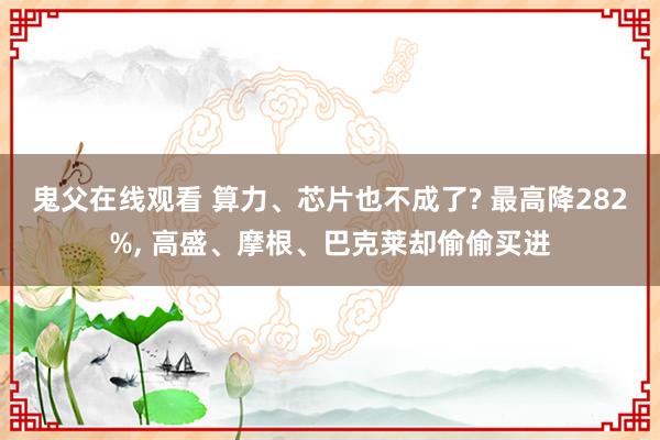 鬼父在线观看 算力、芯片也不成了? 最高降282%， 高盛、摩根、巴克莱却偷偷买进