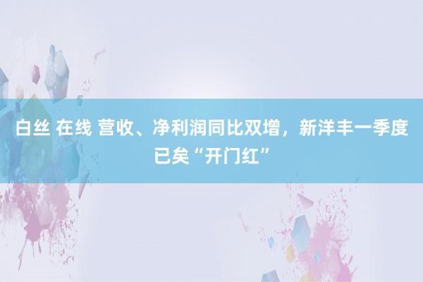 白丝 在线 营收、净利润同比双增，新洋丰一季度已矣“开门红”